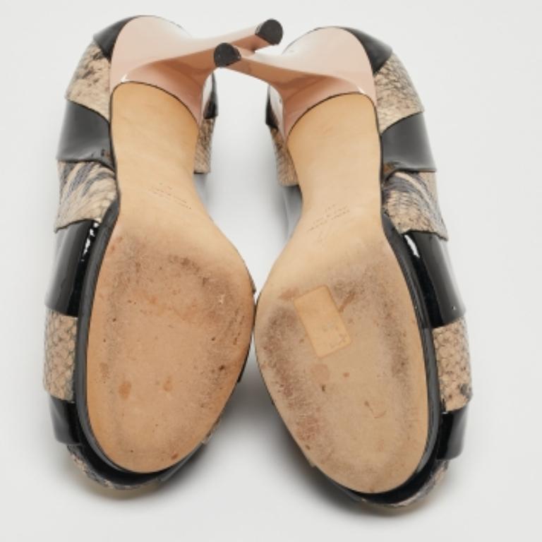 Giuseppe Zanotti Python und Lackleder Plattform Peep Toe Pumps Größe 40 im Angebot 4