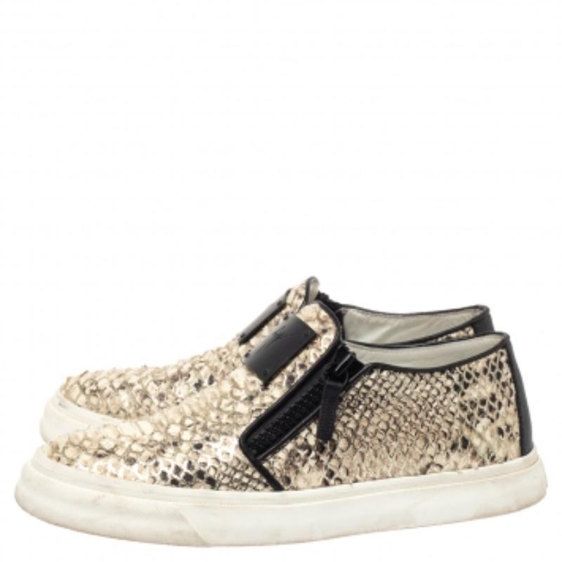Giuseppe Zanotti Python geprägte Leder Devon Slip On Sneakers Größe 40 Damen im Angebot