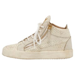 Giuseppe Zanotti, pelle goffrata in pitone, doppia zip, scarpe da ginnastica alte 37 anni
