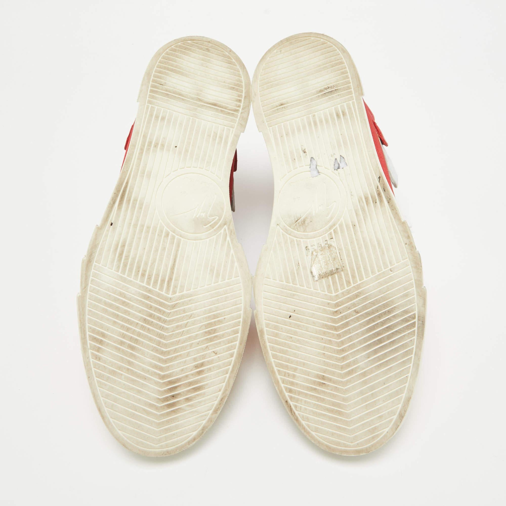 Giuseppe Zanotti, pelle rossa/oro, Foxy London, scarpe da ginnastica alte 44 in vendita 1
