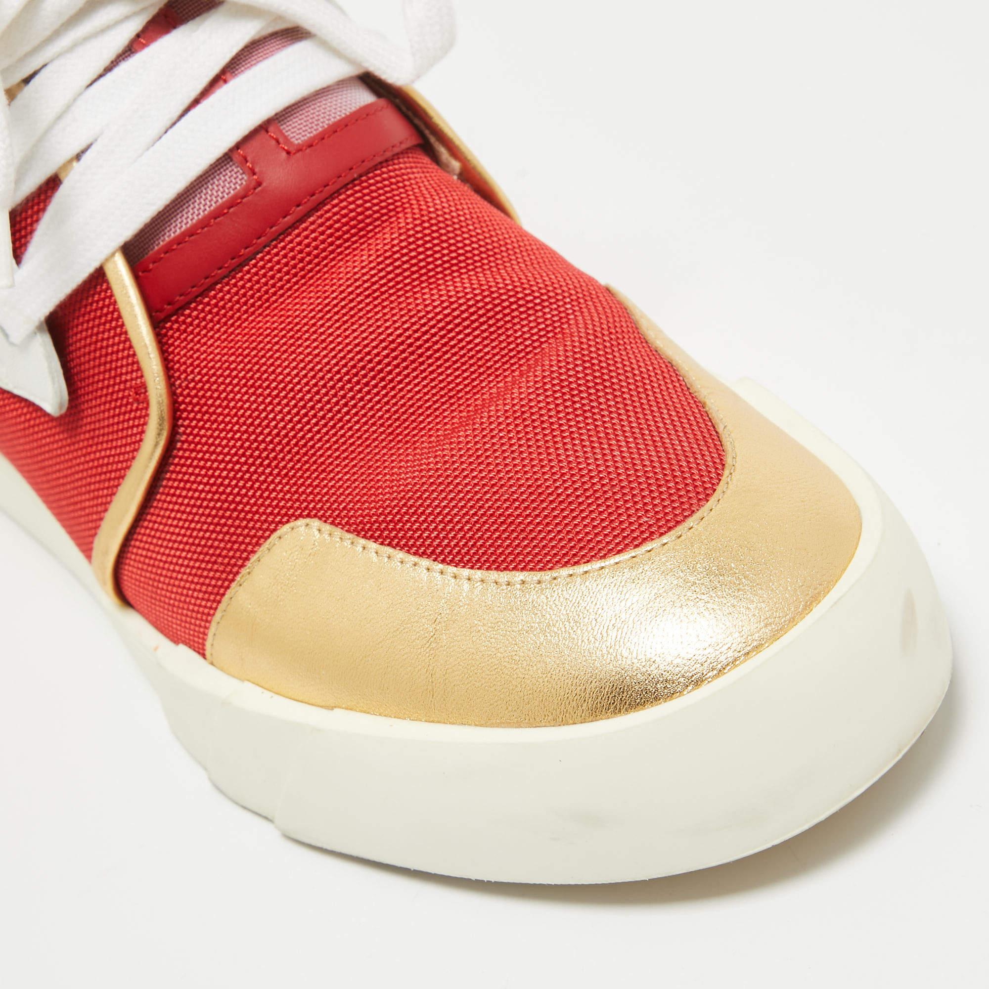 Giuseppe Zanotti, pelle rossa/oro, Foxy London, scarpe da ginnastica alte 44 in vendita 3