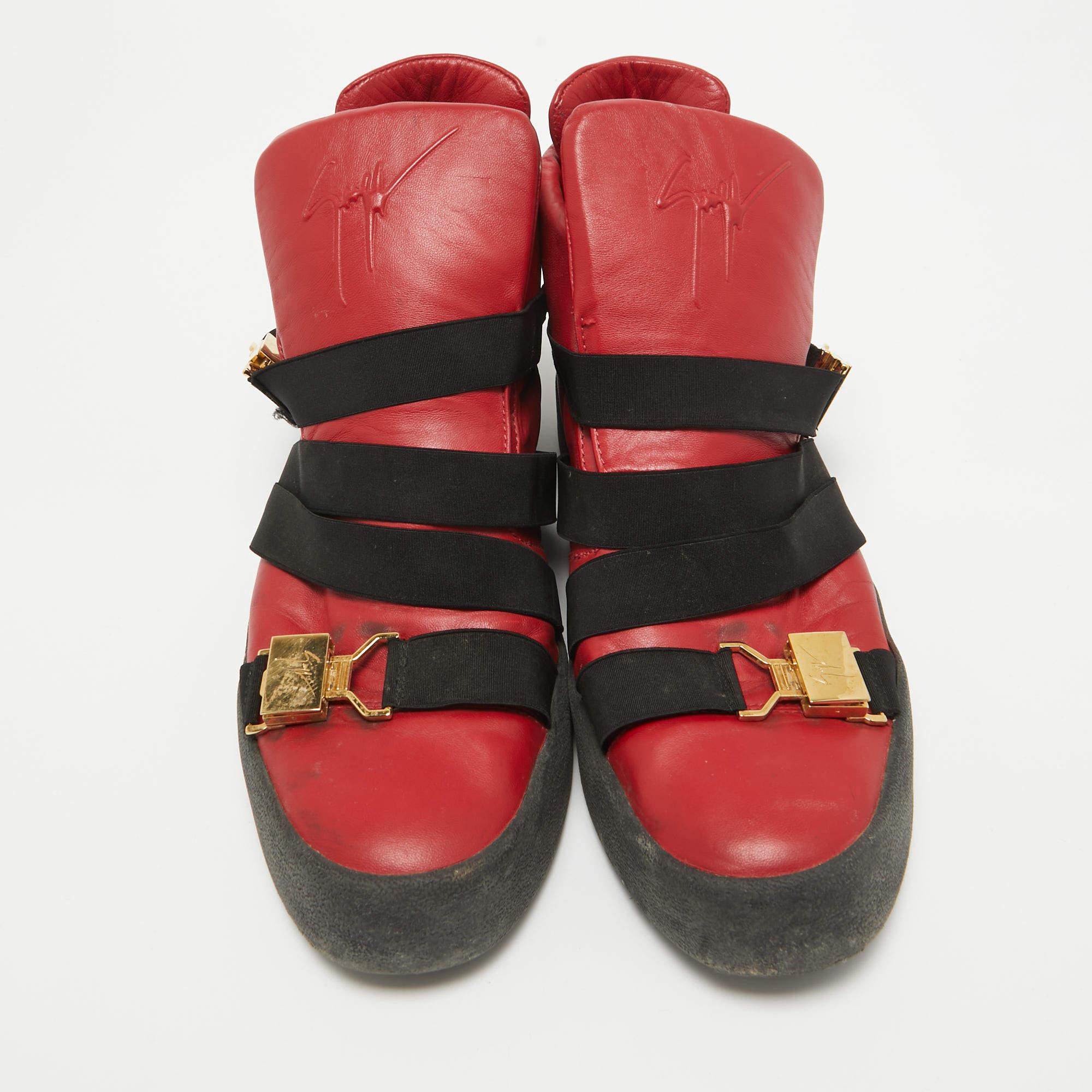 Marrone Giuseppe Zanotti, scarpe da ginnastica alte in pelle rossa taglia 46 in vendita