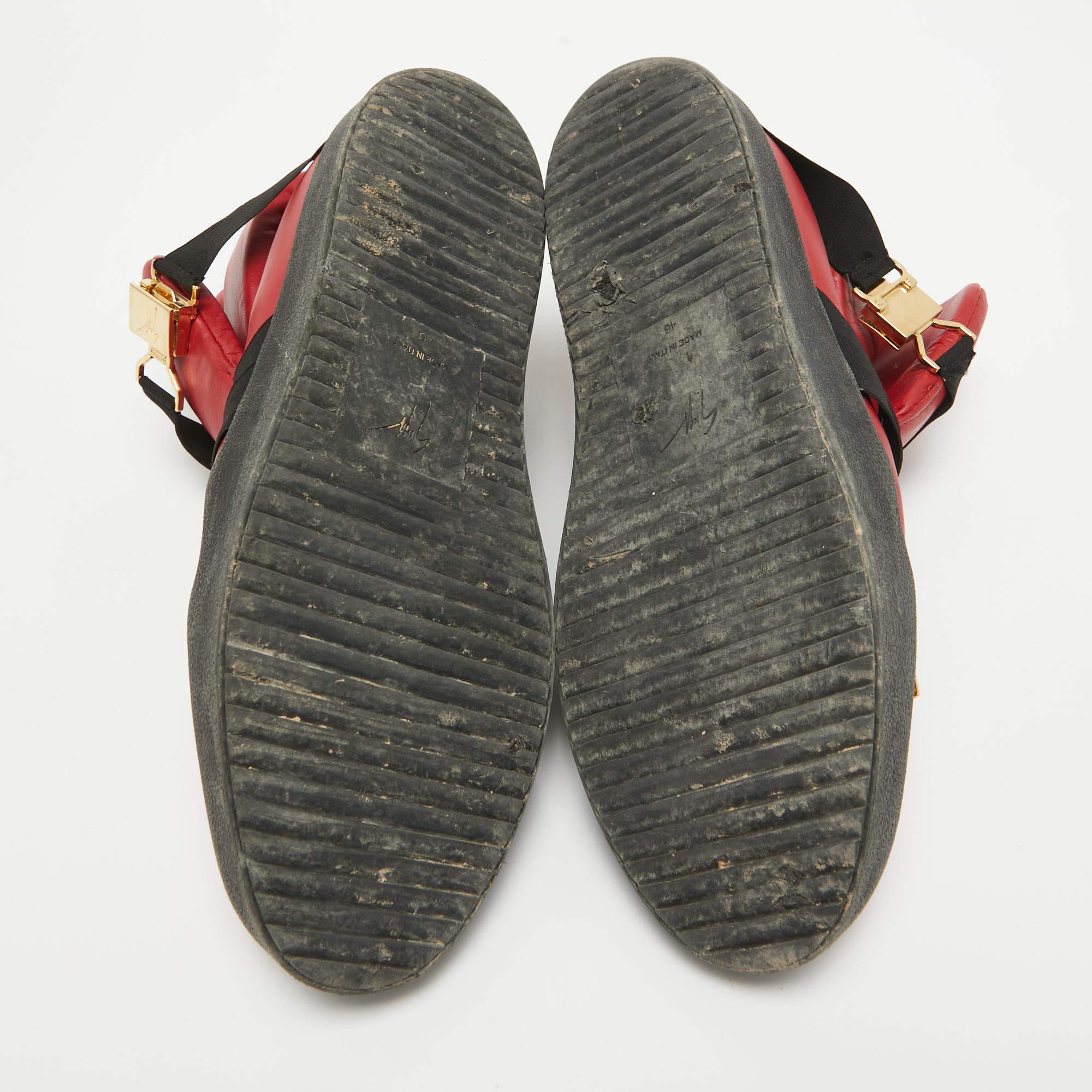 Giuseppe Zanotti, scarpe da ginnastica alte in pelle rossa taglia 46 in vendita 2