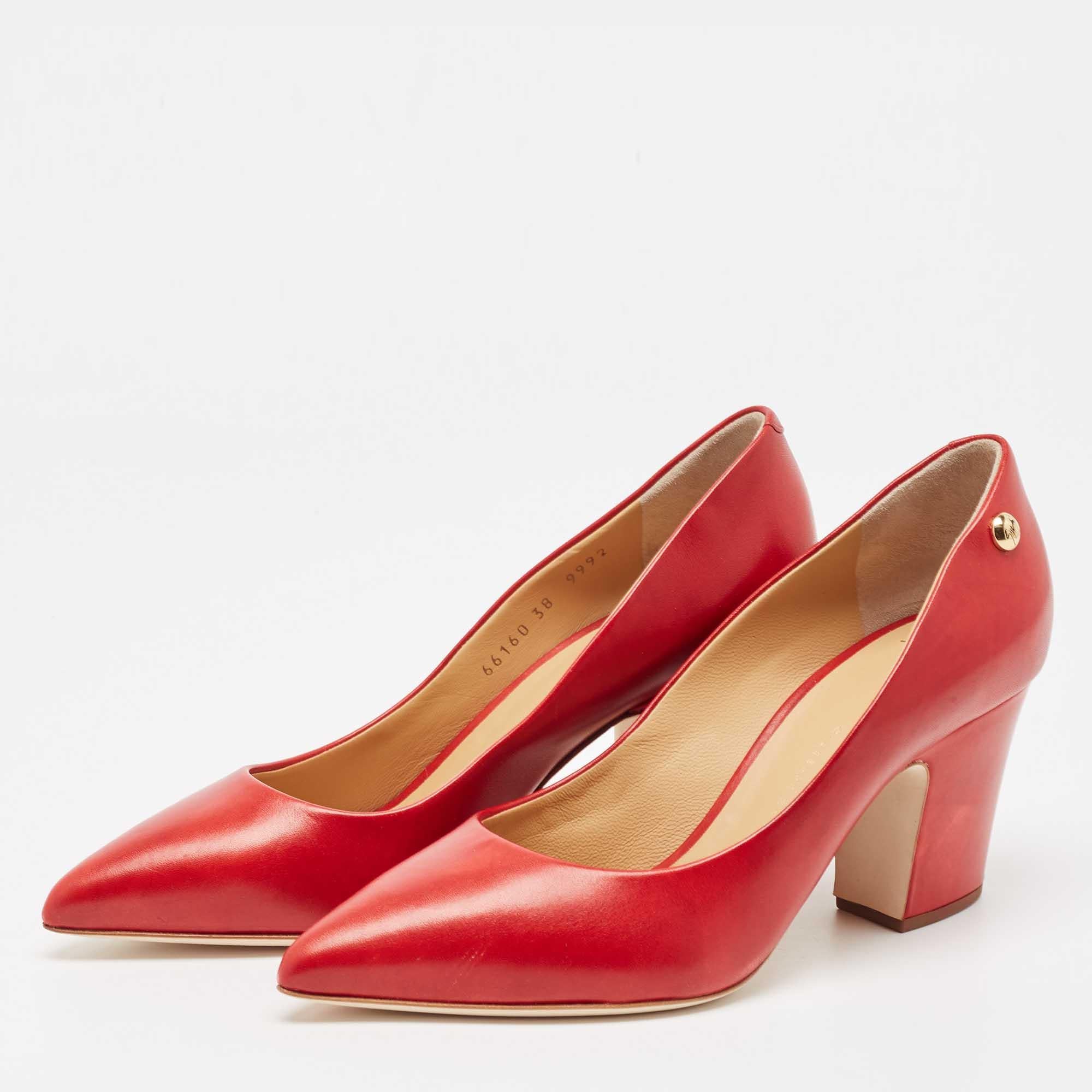 Giuseppe Zanotti Red Leather Pointed Toe Pumps Size 38 3