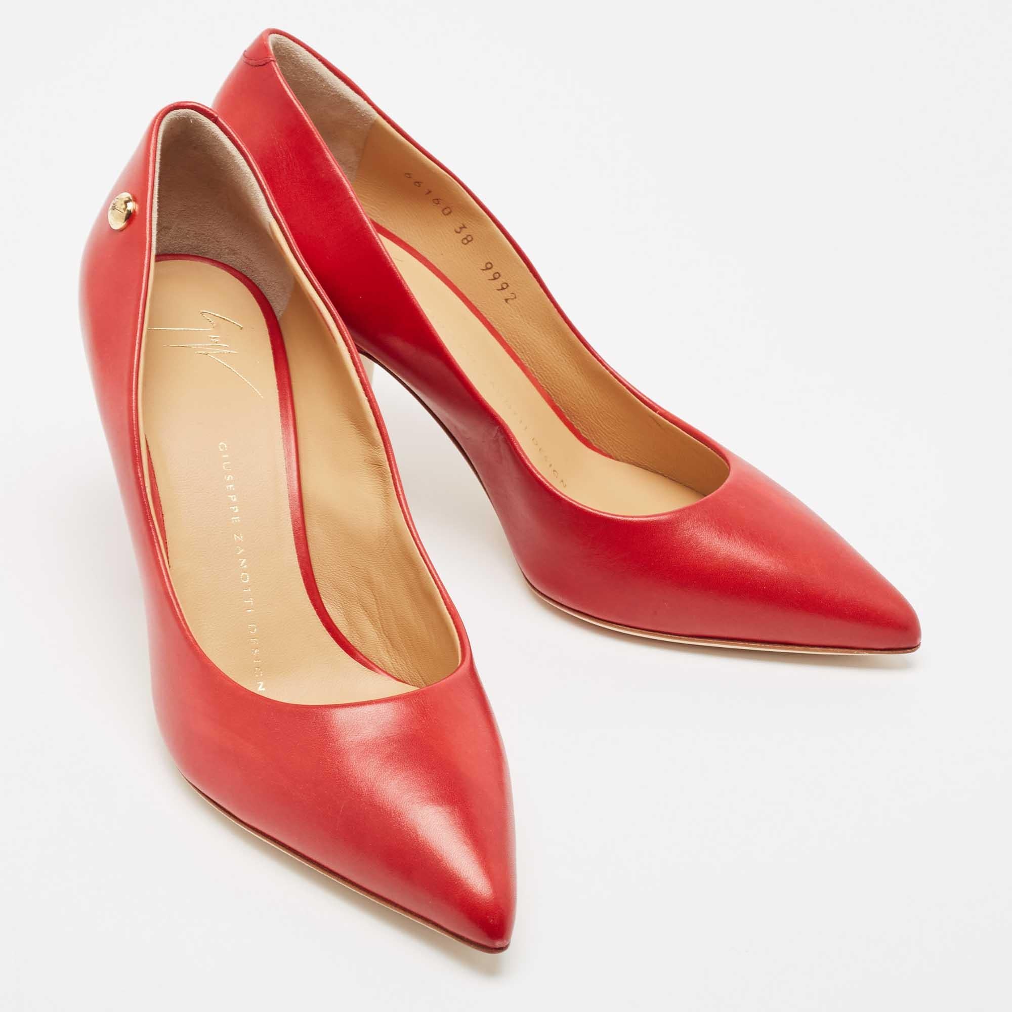 Giuseppe Zanotti Red Leather Pointed Toe Pumps Size 38 4