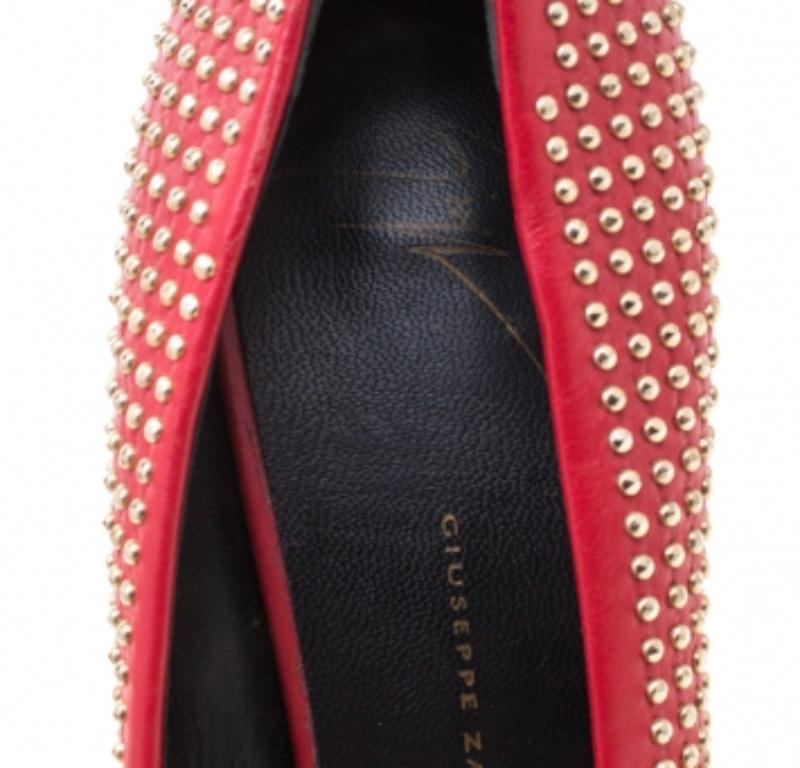 Escarpins Ester à bout pointu en cuir rouge Giuseppe Zanotti, taille 39 Pour femmes en vente