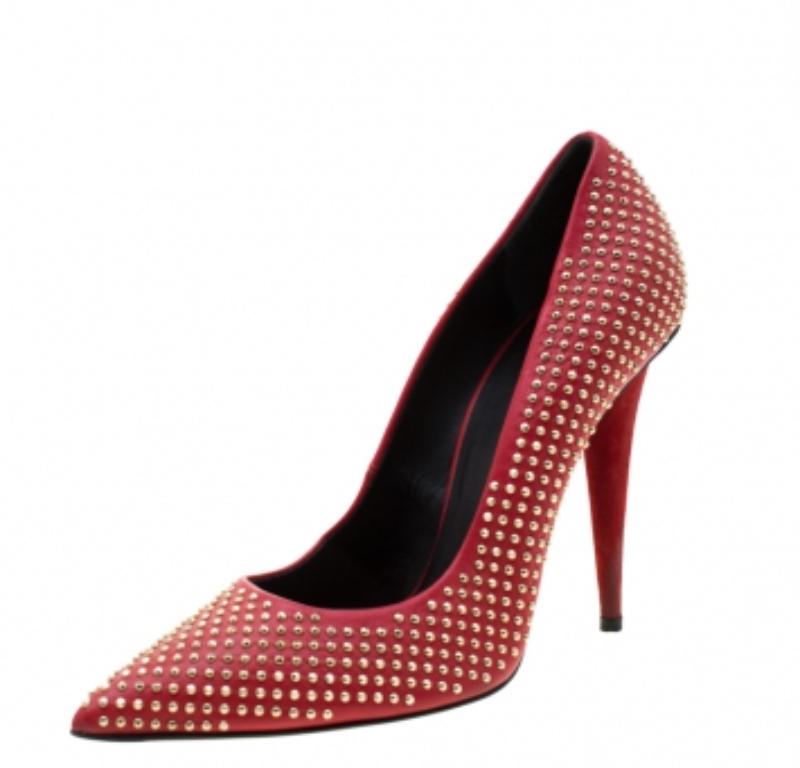 Escarpins Ester à bout pointu en cuir rouge Giuseppe Zanotti, taille 39 en vente 1