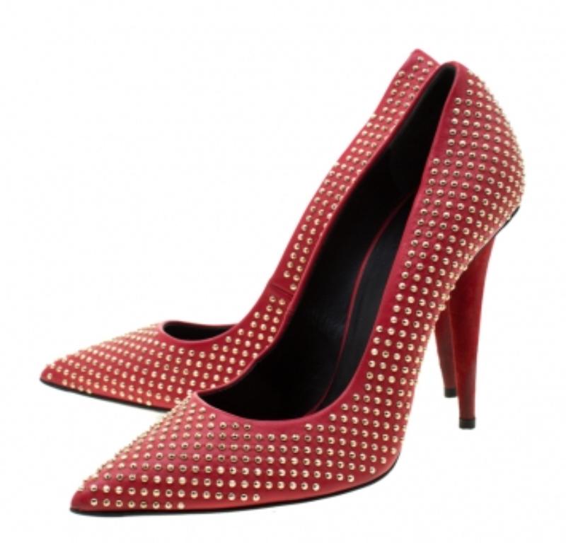 Escarpins Ester à bout pointu en cuir rouge Giuseppe Zanotti, taille 39 en vente 2