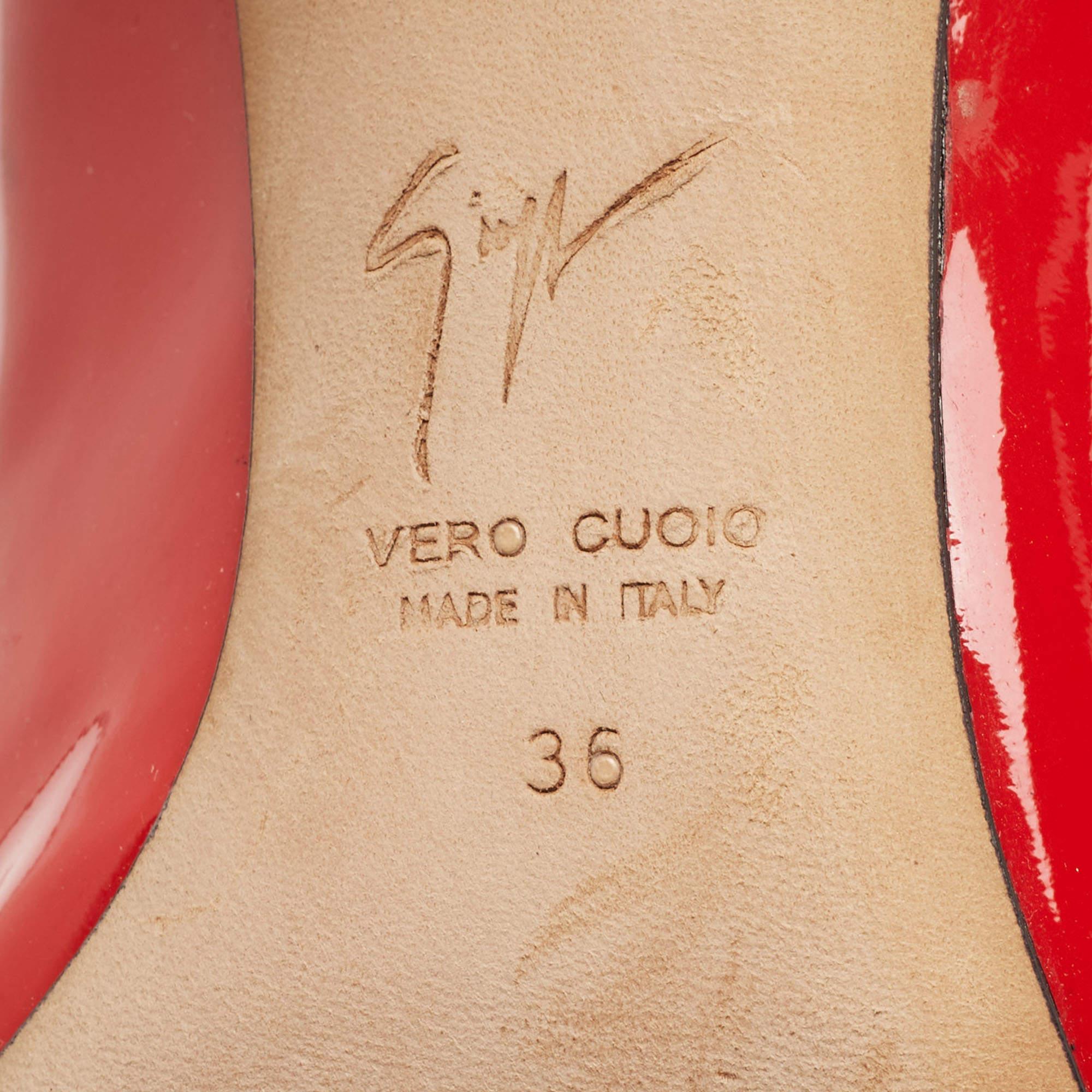 Giuseppe Zanotti escarpins Lucrezia en cuir verni rouge taille 36 en vente 3