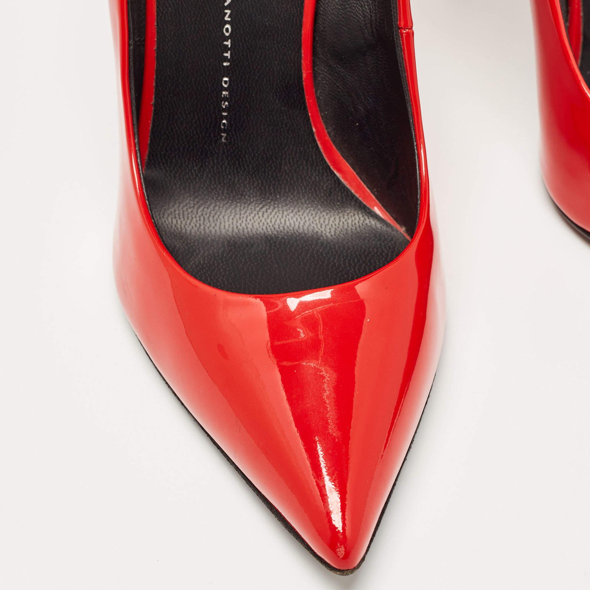 Giuseppe Zanotti Red Patent Leather Pointed Toe Pumps Size 41 For Sale 3