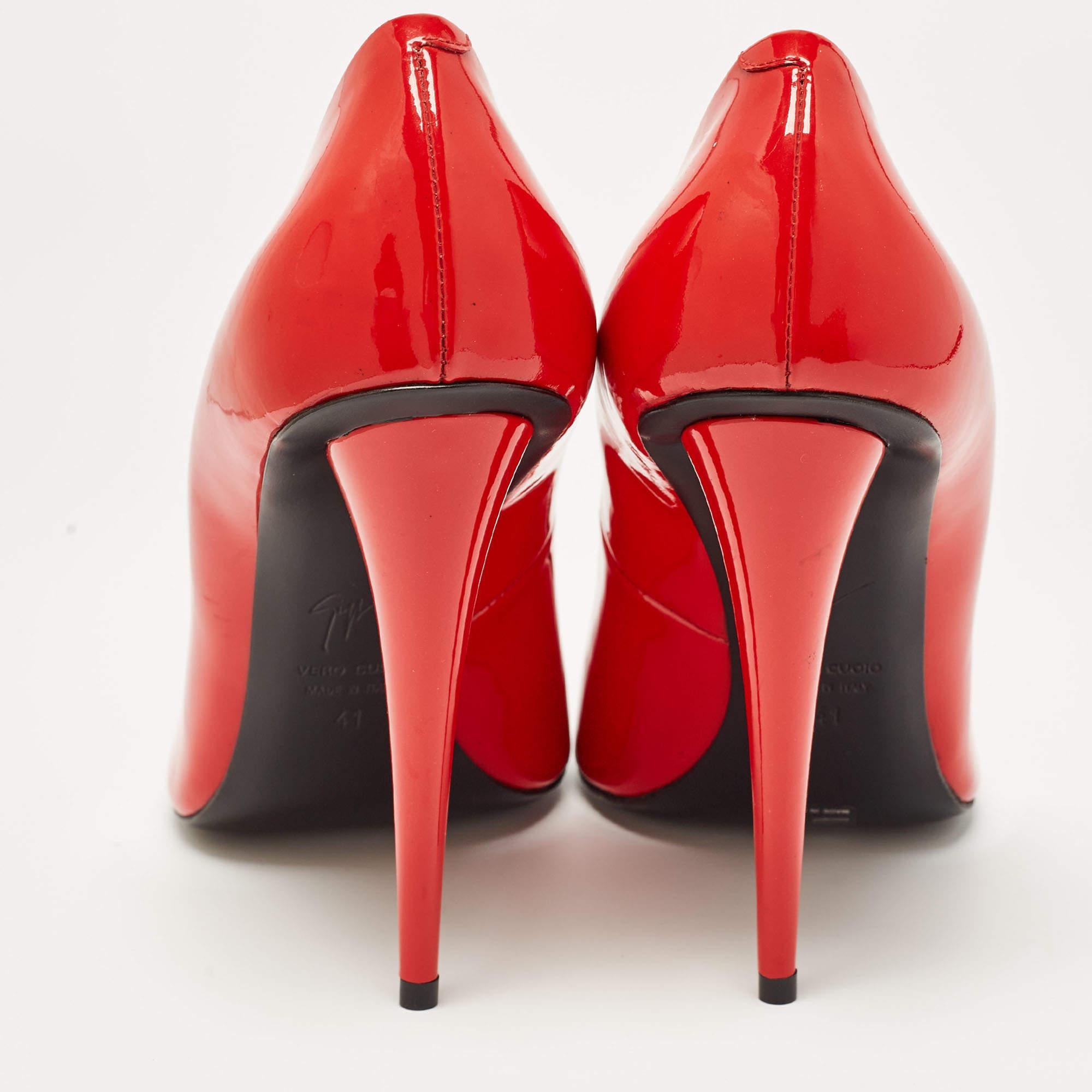 Giuseppe Zanotti Red Patent Leather Pointed Toe Pumps Size 41 For Sale 4