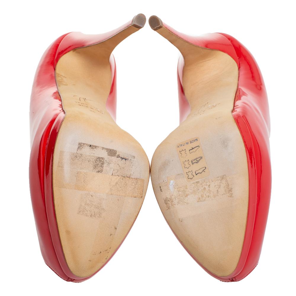 Giuseppe Zanotti Red Patent Leather Sharon Peep Toe Pumps Size 36 at ...