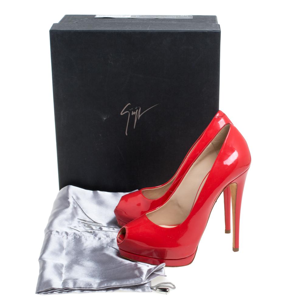 Giuseppe Zanotti Red Patent Leather Sharon Peep Toe Pumps Size 36 1