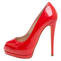 Giuseppe Zanotti Red Patent Leather Sharon Peep Toe Pumps Size 36