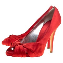 Giuseppe Zanotti Red Satin Criss Cross Peep Toe Pumps Size 38