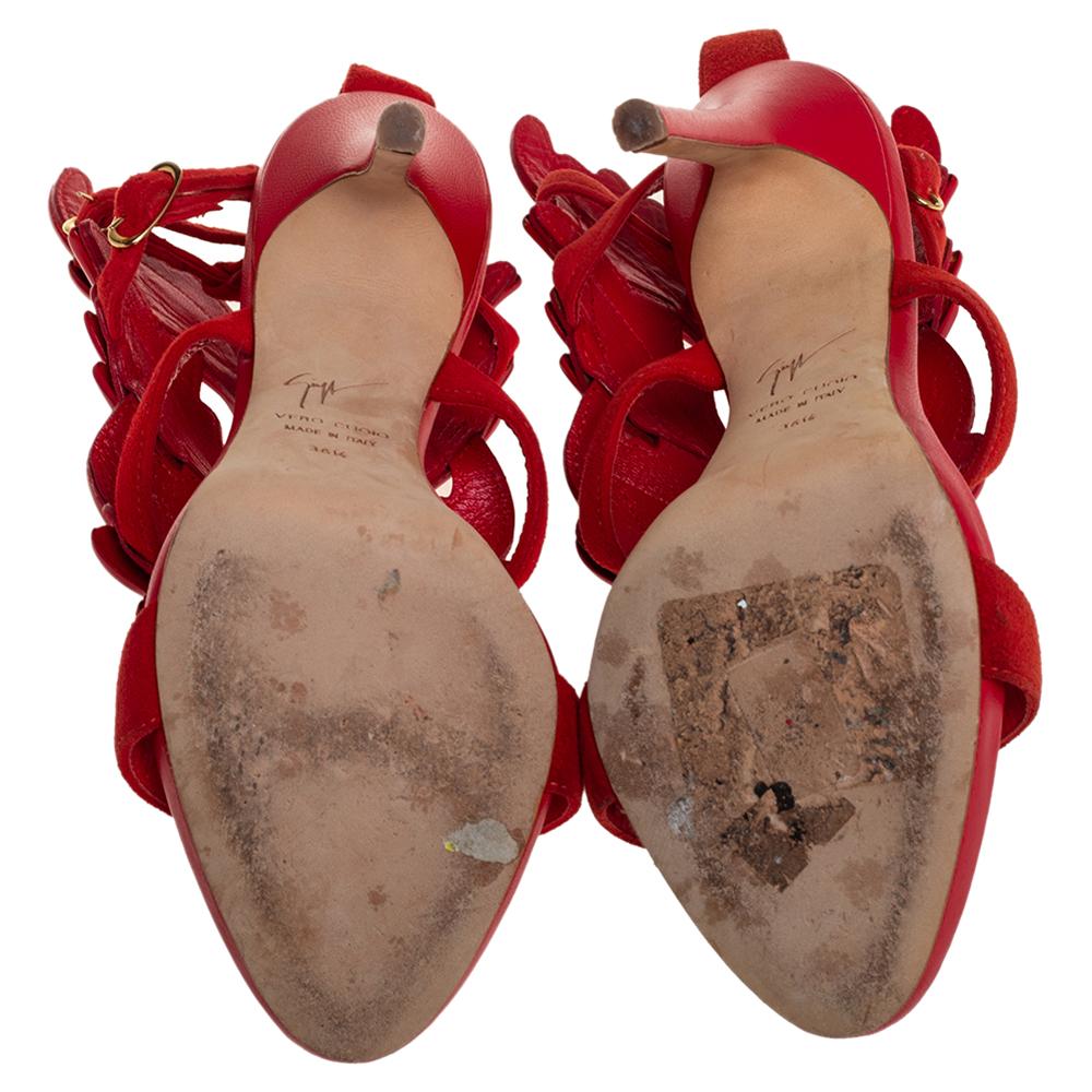 Giuseppe Zanotti Rot Wildleder und Leder Cruel Wing Sandalen Größe 36.5 2