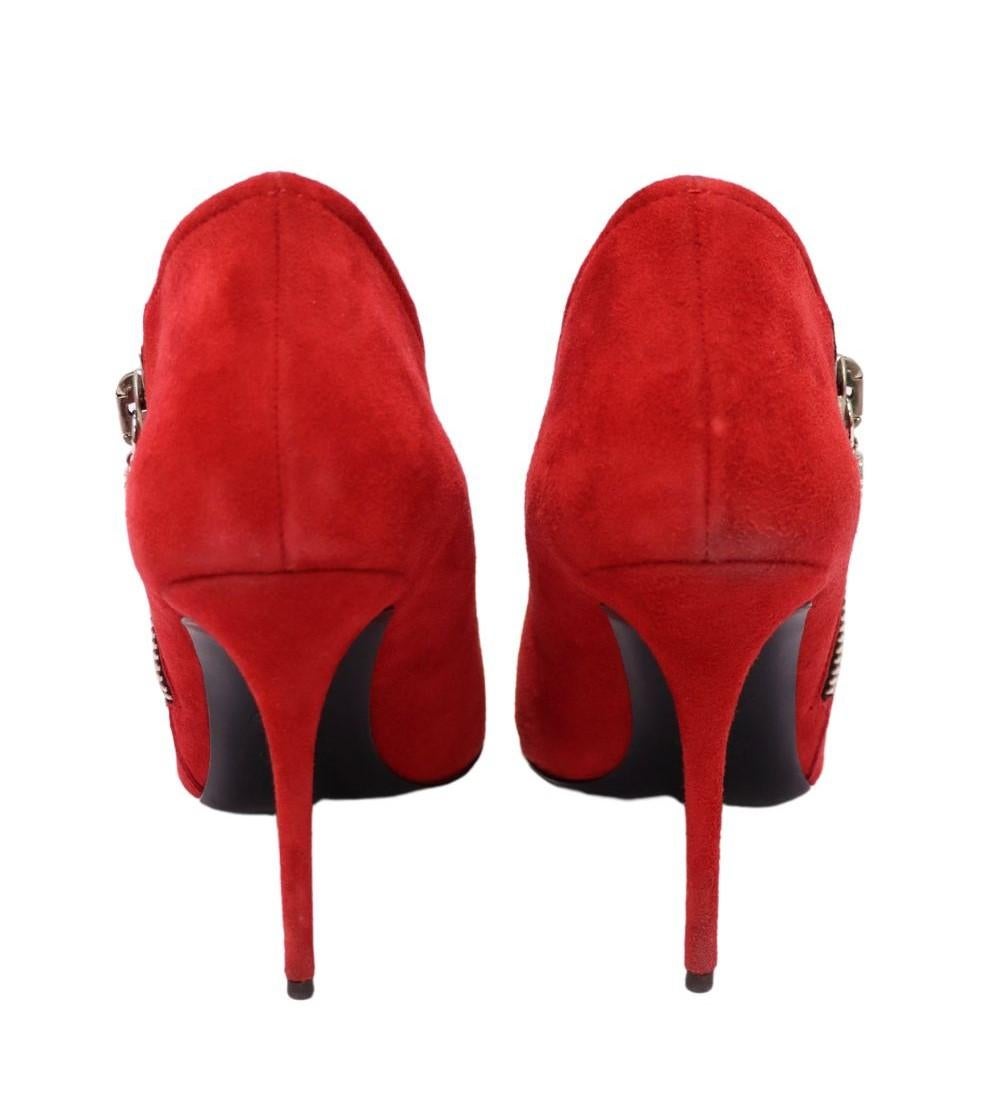 Women's Giuseppe Zanotti Red Suede Bootie Size EU 39 For Sale