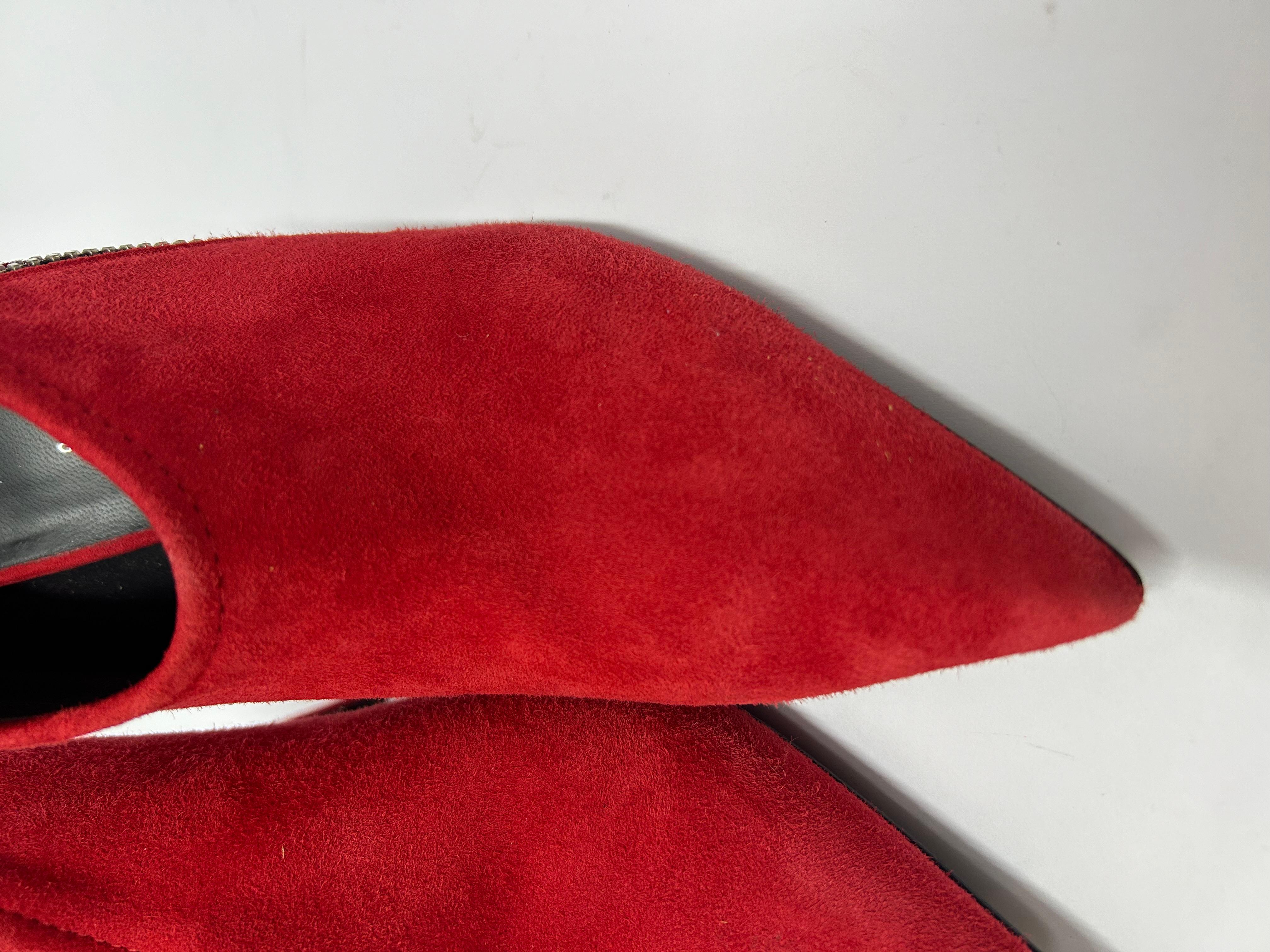 Giuseppe Zanotti Red Suede Bootie Size EU 39 For Sale 3