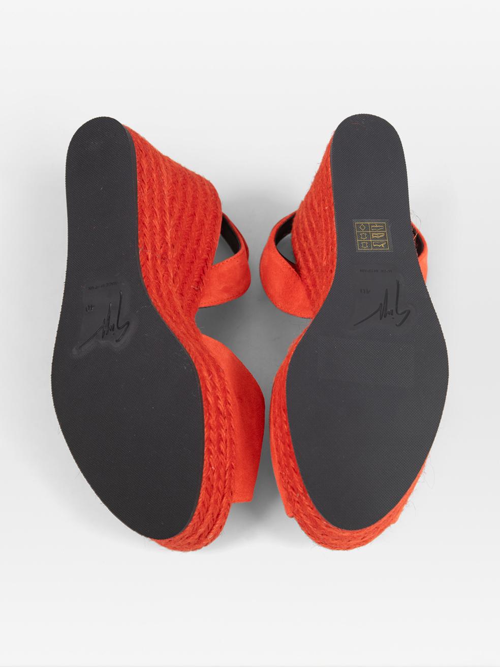 Women's Giuseppe Zanotti Red Suede Espadrille Wedge Sandals Size IT 40 For Sale