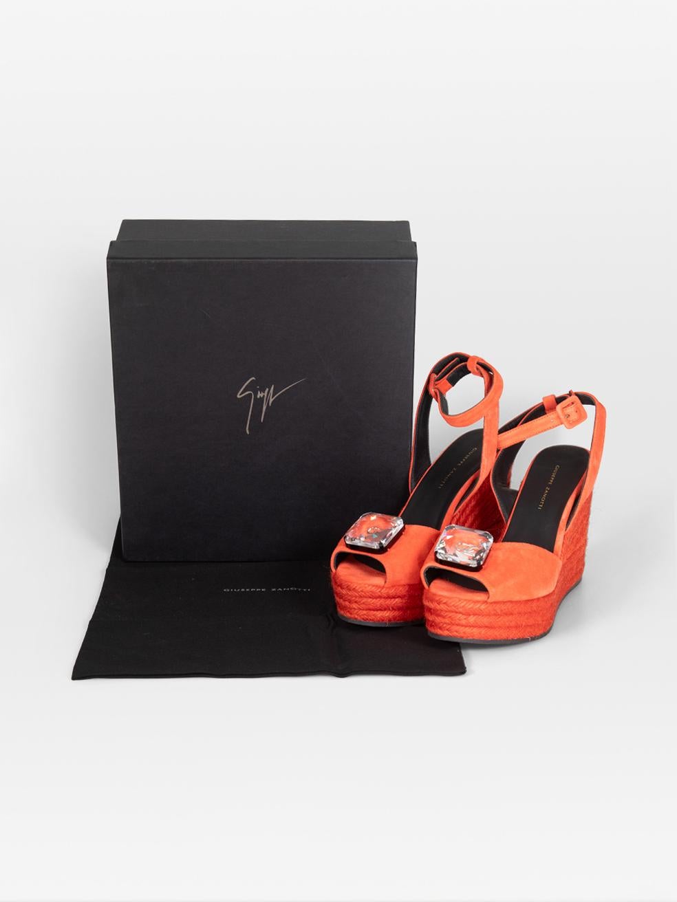 Giuseppe Zanotti Red Suede Espadrille Wedge Sandals Size IT 40 For Sale 2