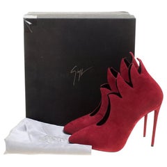 Giuseppe Zanotti Red Suede Witch Pointed Toe Booties Size 40