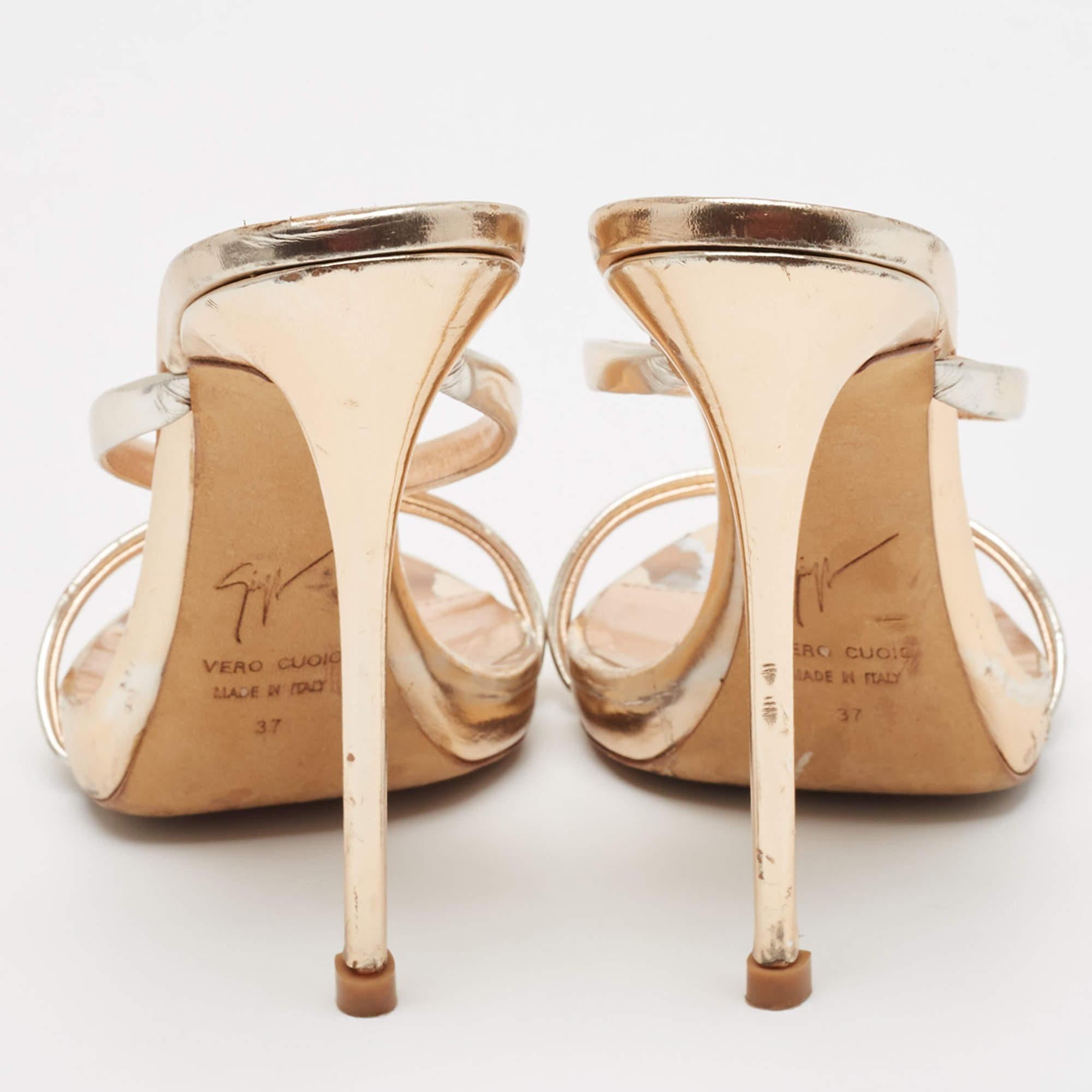 Donna Giuseppe Zanotti Sandali Darsey in pelle oro rosa misura 37 in vendita