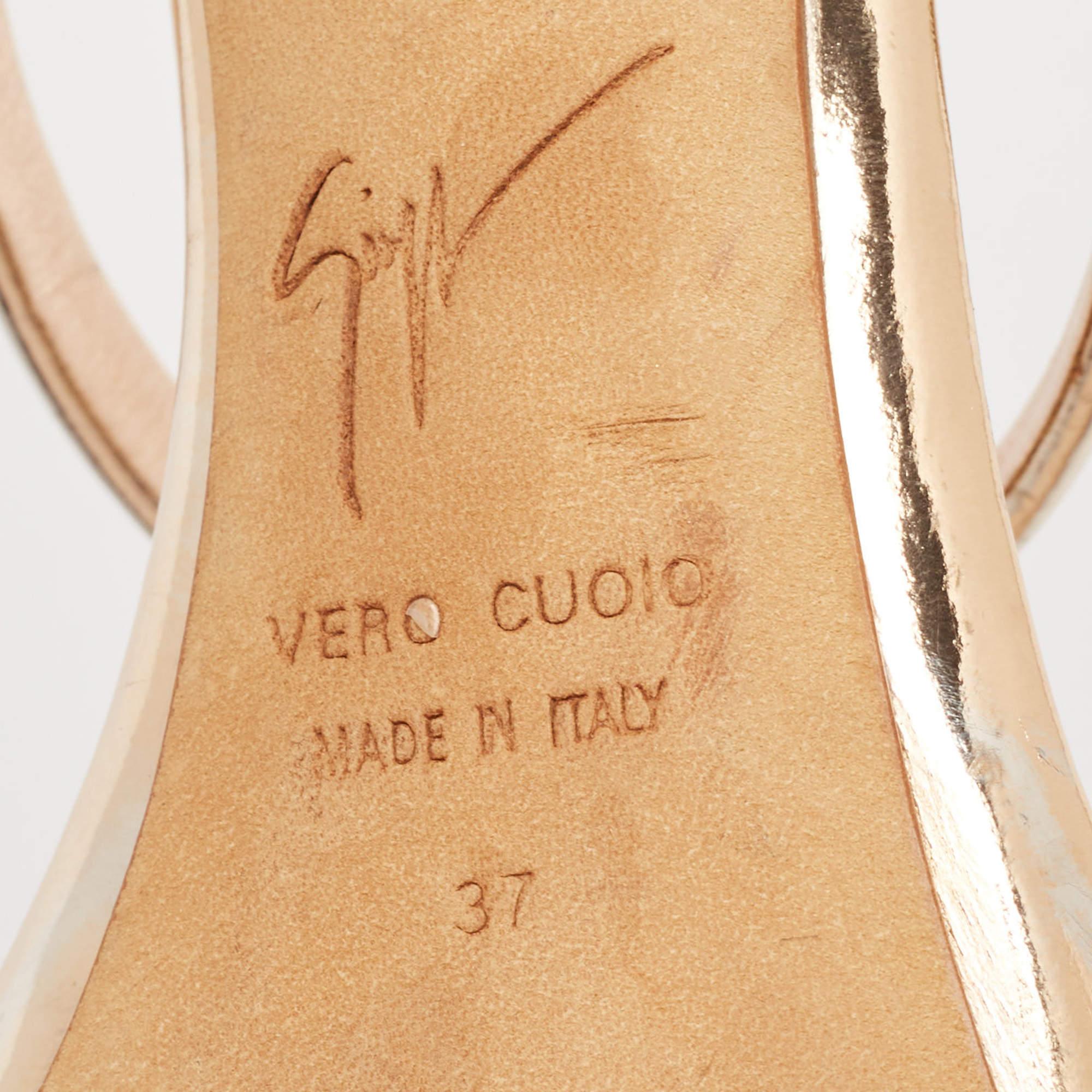 Giuseppe Zanotti Sandali Darsey in pelle oro rosa misura 37 in vendita 3