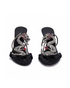 Giuseppe Zanotti S/S 2004 Dragon Black Satin Heels