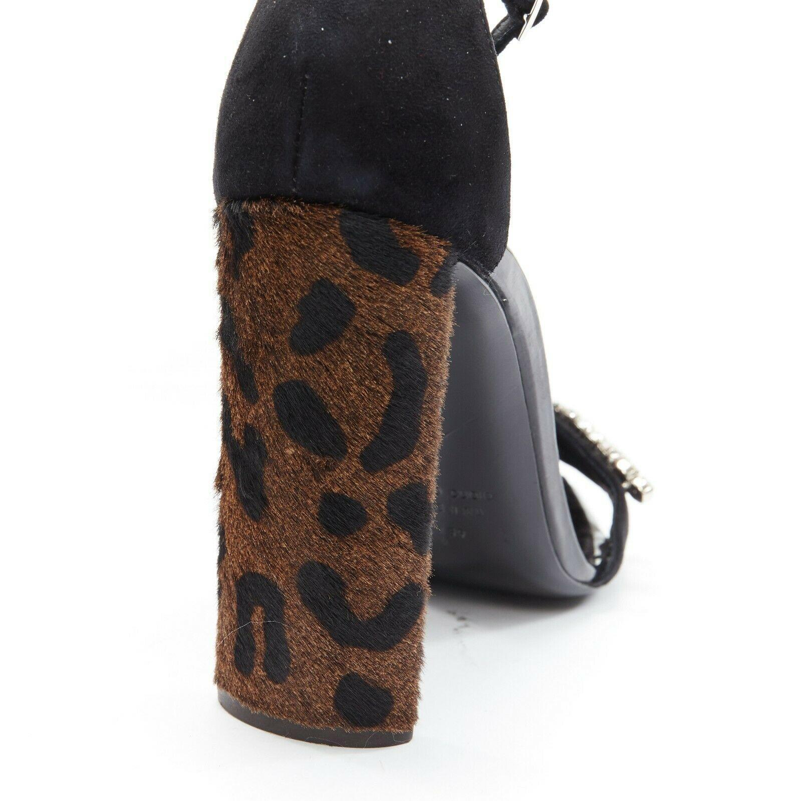 GIUSEPPE ZANOTTI Sabine 2017 black suede crystal embellished leopard sandal EU39 For Sale 5