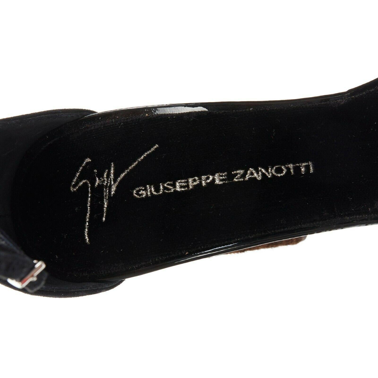 GIUSEPPE ZANOTTI Sabine 2017 Schwarze Leopardensandalen aus Wildleder mit Kristallverzierung EU39 im Angebot 7