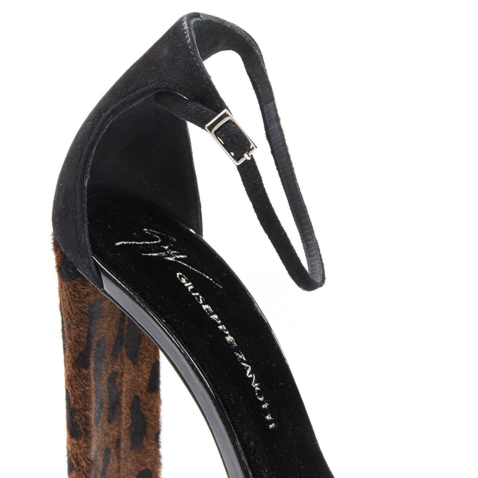 GIUSEPPE ZANOTTI Sabine 2017 black suede crystal embellished leopard sandal EU39 For Sale 4