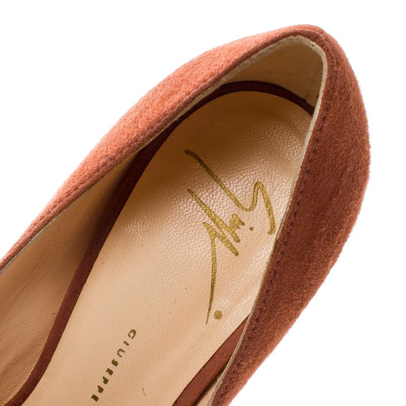 Giuseppe Zanotti Salmon Pink Suede Pointed Toe Pumps Size 37.5 2
