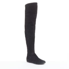 GIUSEPPE ZANOTTI Sandra black suede flat over the knee thigh high boots EU35