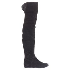 GIUSEPPE ZANOTTI Sandra, camoscio nero, stivali alti sopra il ginocchio EU35