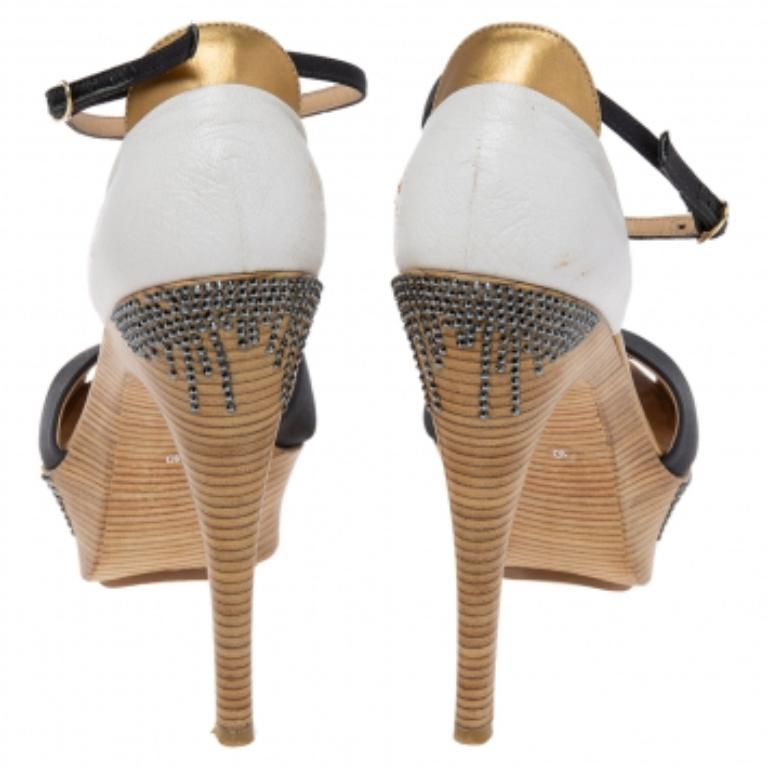 Giuseppe Zanotti Satin & Leather Platform & Heel Ankle Strap Sandals Size 40 For Sale 1
