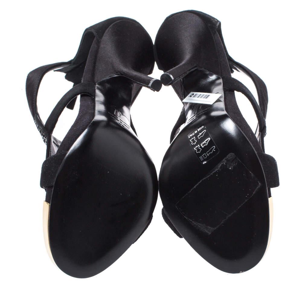 Giuseppe Zanotti Sandali con cinturino alla caviglia in raso e camoscio impreziositi da cristalli misura 38 1
