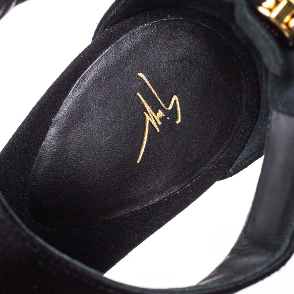 Giuseppe Zanotti Sandali con cinturino alla caviglia in raso e camoscio impreziositi da cristalli misura 38 2
