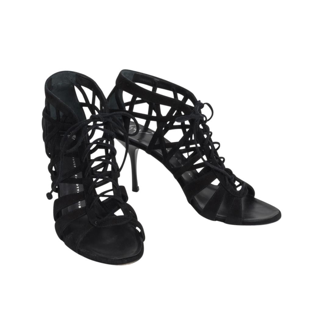 Women's Giuseppe Zanotti Shoe Cage Black Suede 39 / 9  For Sale
