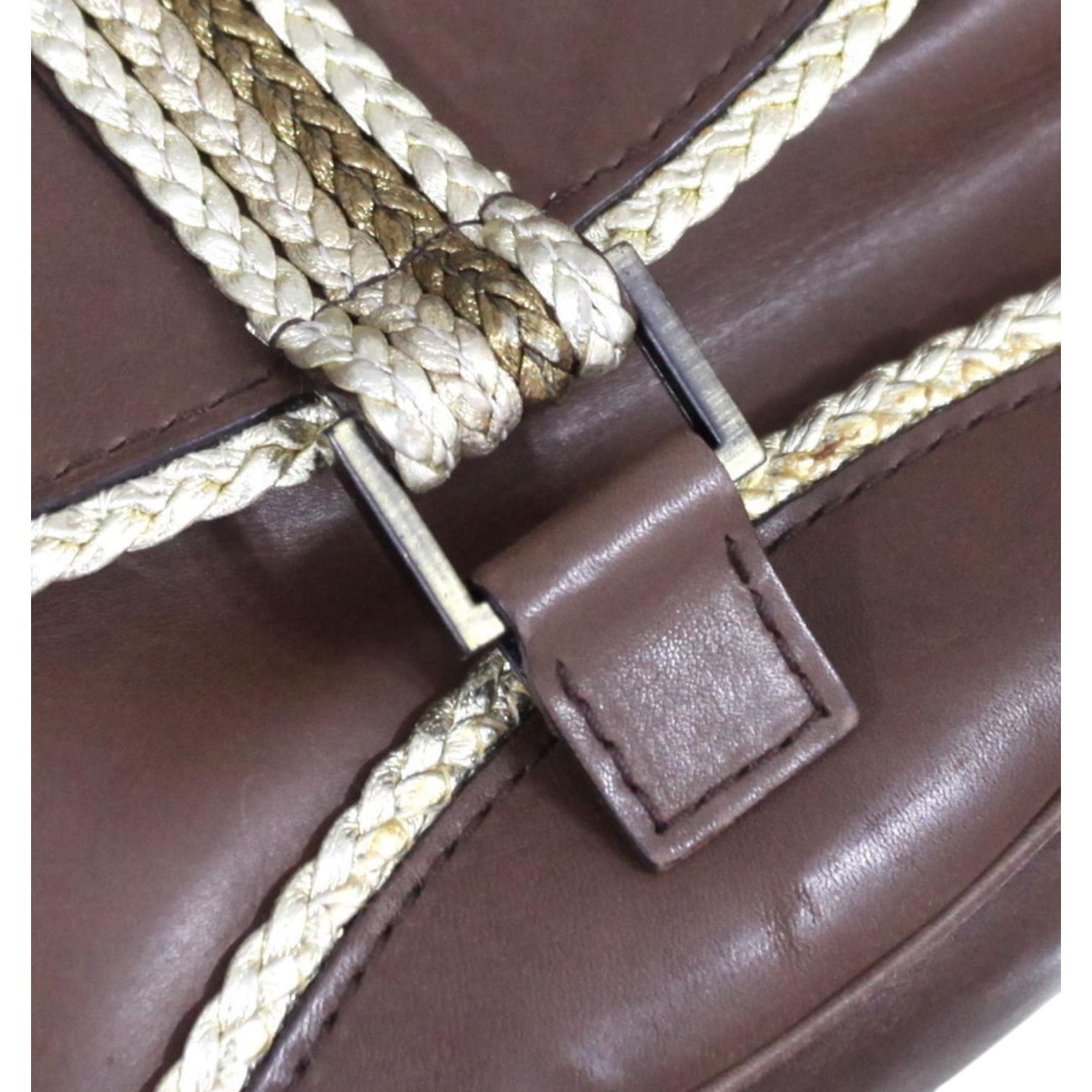 GIUSEPPE ZANOTTI Bolso de hombro Bolso Pochette de piel marrón Cadena dorada Negro en venta