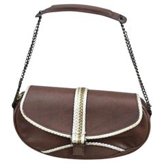 GIUSEPPE ZANOTTI Bolso de hombro Bolso Pochette de piel marrón Cadena dorada