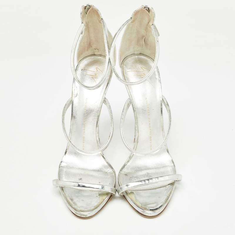 Argento Giuseppe Zanotti Silver Sandali con Cinturino alla Caviglia Taglia 39 in vendita