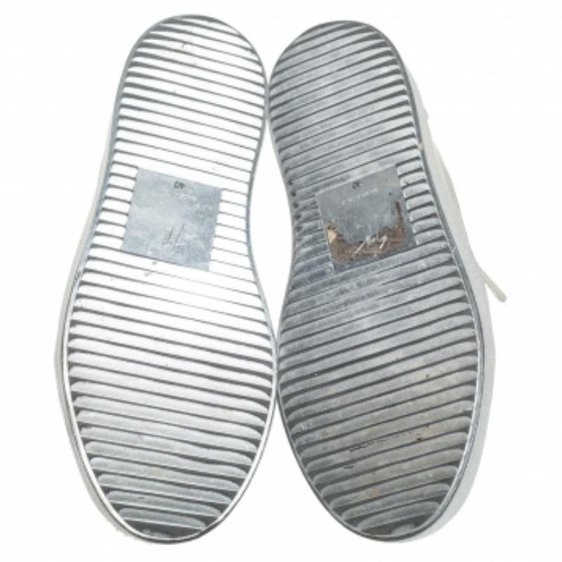 Giuseppe Zanotti Silver Leather Lace up Sneakers Size 40 For Sale 2