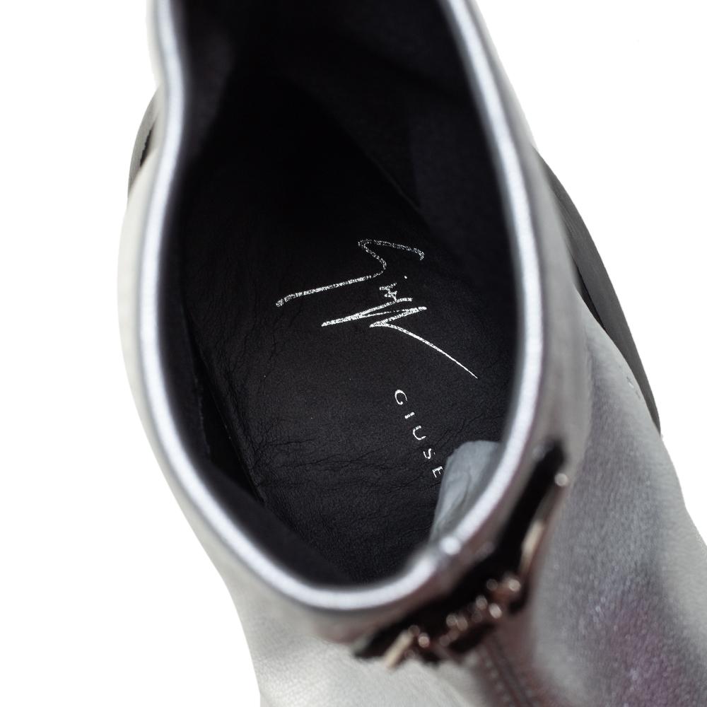 Giuseppe Zanotti Silver Leather Light Jump HT3 Ankle Boots Size 37.5 1