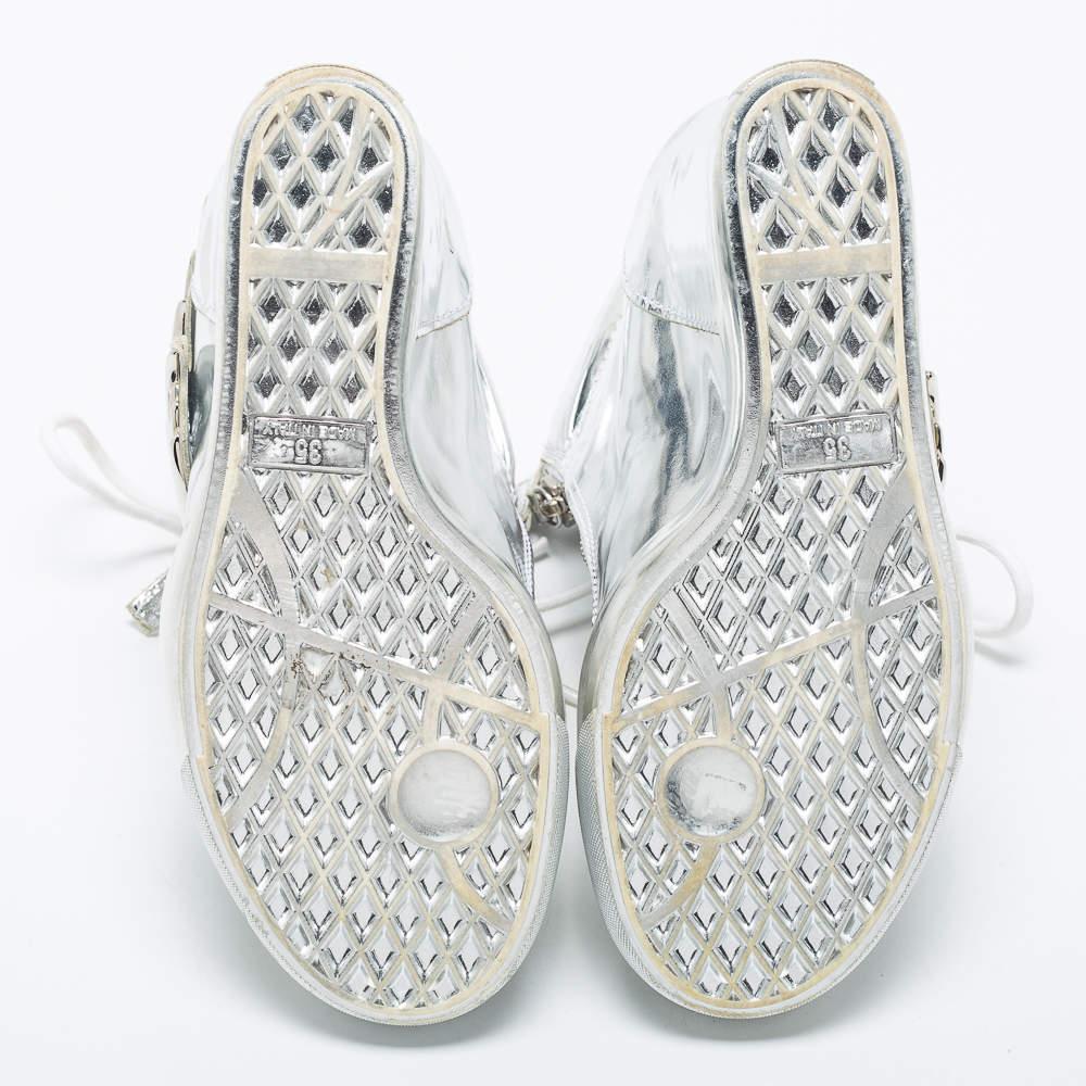 Giuseppe Zanotti Silver Patent Leather Wedge Sneakers Size 35 2