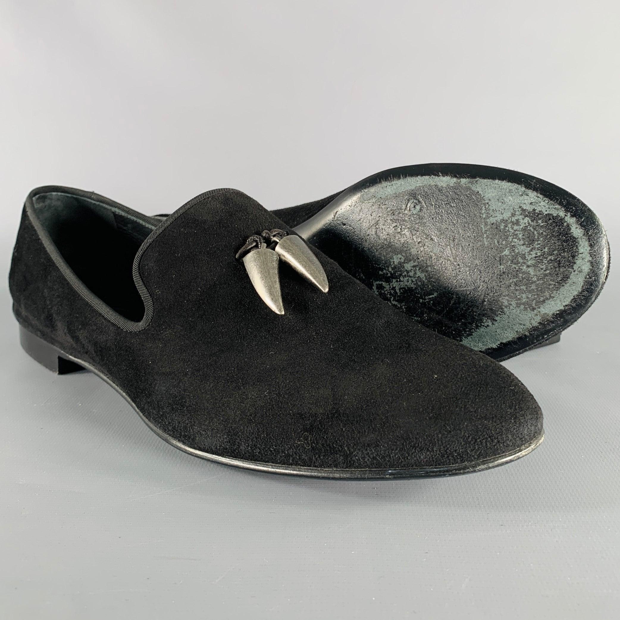 GIUSEPPE ZANOTTI Taille 11 Mocassins en daim texturé noir Pour hommes en vente