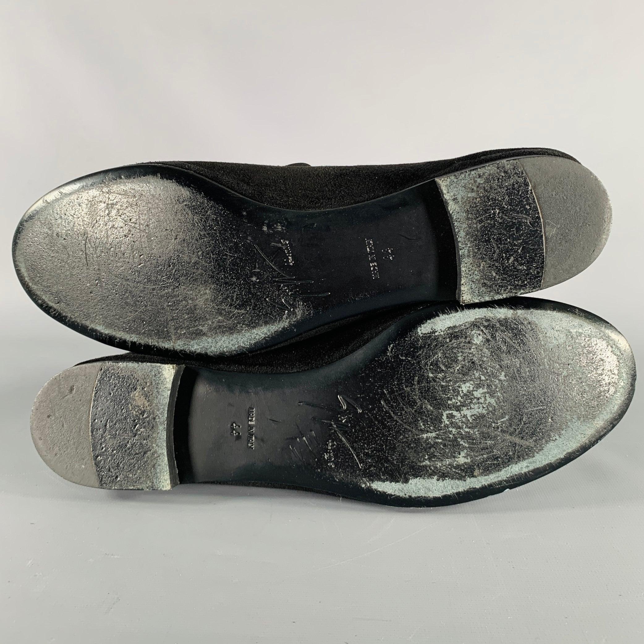 GIUSEPPE ZANOTTI Taille 11 Mocassins en daim texturé noir en vente 1