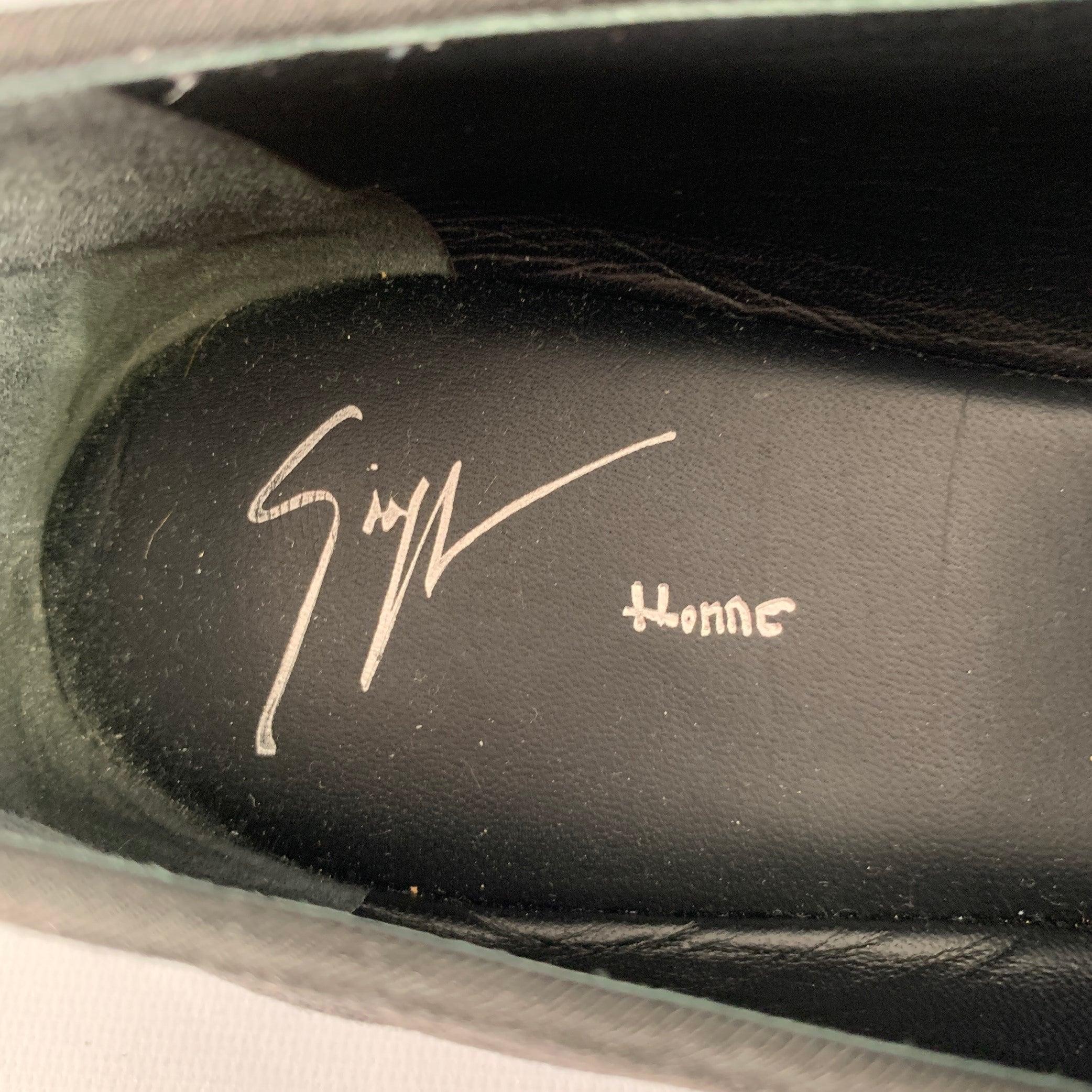 GIUSEPPE ZANOTTI Taille 11 Mocassins en daim texturé noir en vente 2