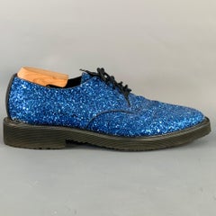 GIUSEPPE ZANOTTI Taglia 11 Scarpe Derby Lace-Up in pelle blu glitterata