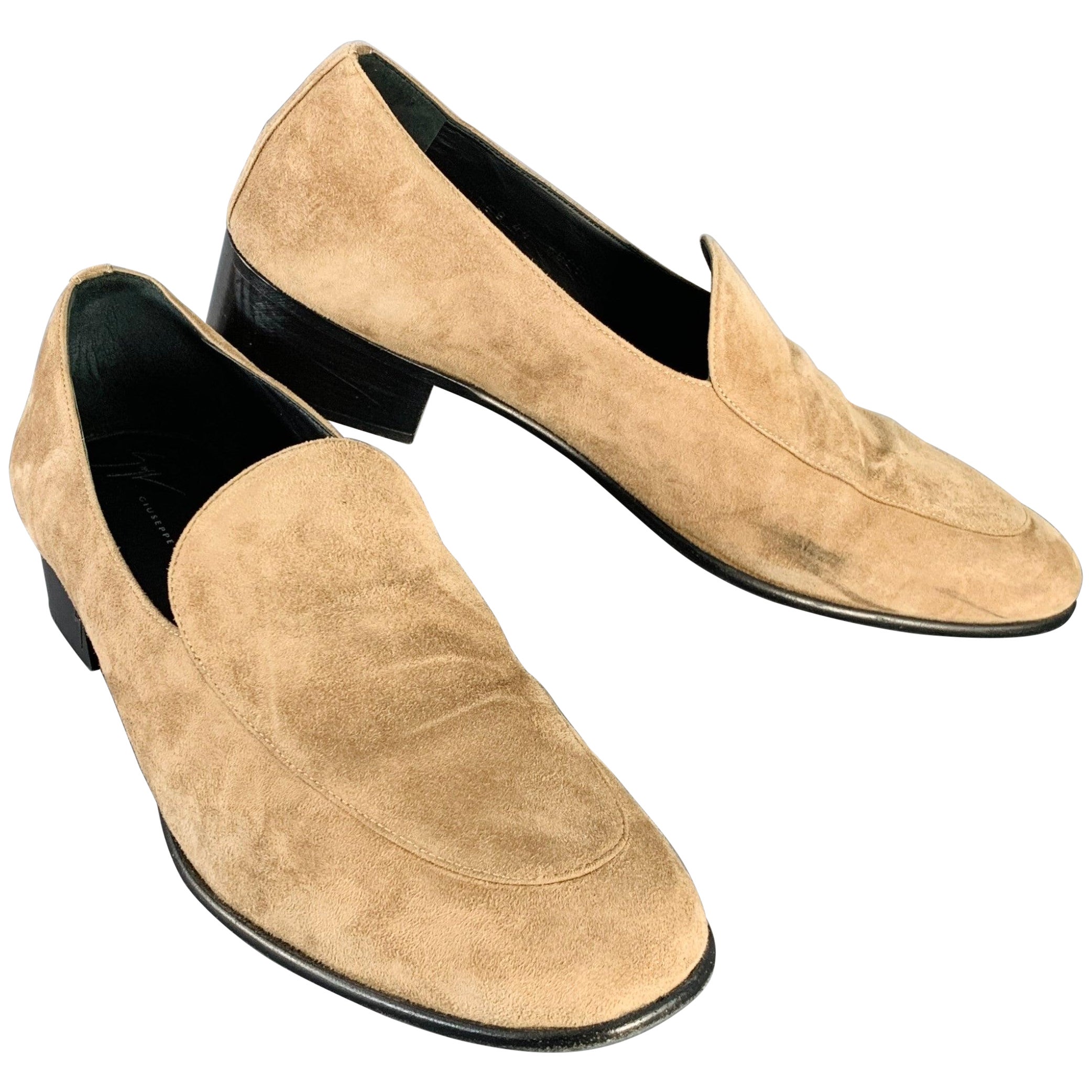 GIUSEPPE ZANOTTI Size 11 Camel Suede Slip On Loafers