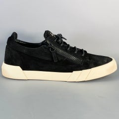 GIUSEPPE ZANOTTI Size 12 Black Suede Double Zipper Sneakers